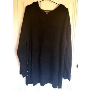 Women's Plus Size Thermal Hoodie Sweater Black 22/24